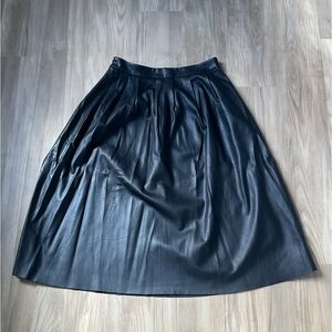 Black Leather A-Line Skirt - Size Small